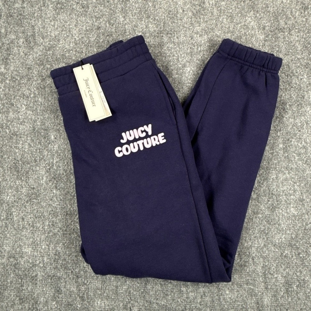 Juicy Couture Wave Fleece Joggers Womens XS Navy Orchid Sweatpants NWT